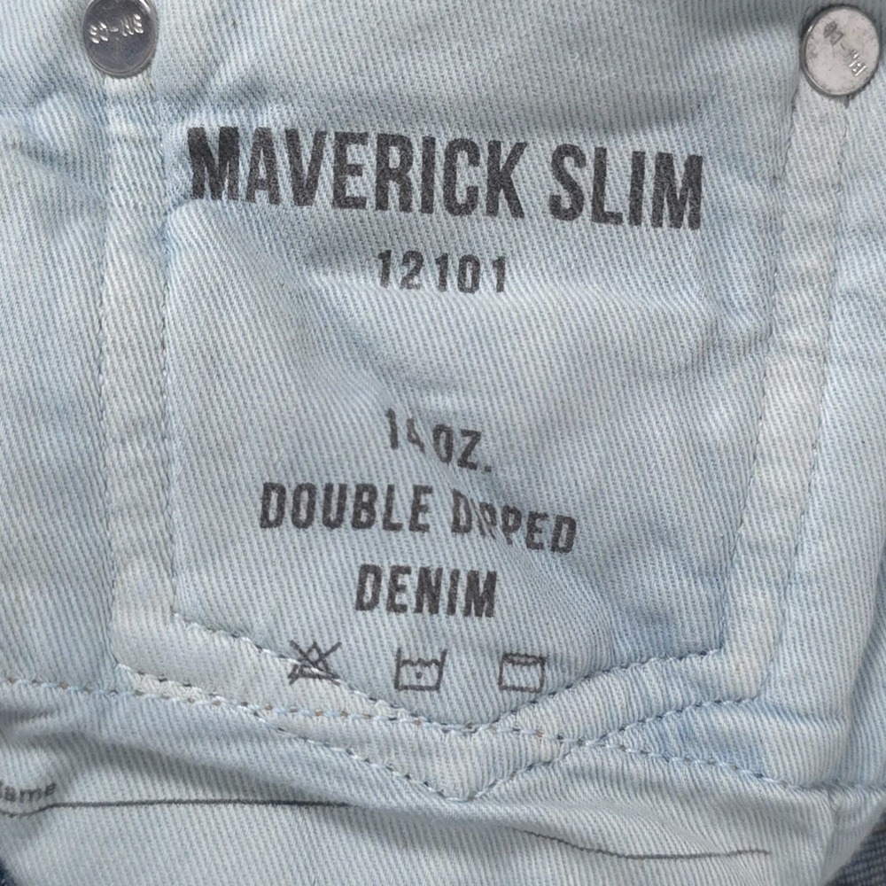 BUCK MASON Mens Jeans COWBOY GUARANTEE 33X32 Button Fly Maverick Slim USA MADE - Picture 3 of 15